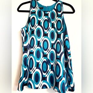 INC Petites Sleeveless Silk Geometric Print Top